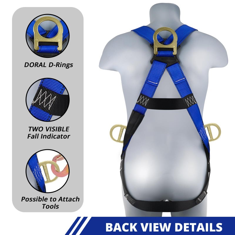 TT TRSMIMA TRSMIMA Safety Harness Fall Protection - Men Construction Full Body Harness Kit for Work with Shock Absorbing Lanyard Tongue Buckle OSHA/ANSI - Image 3